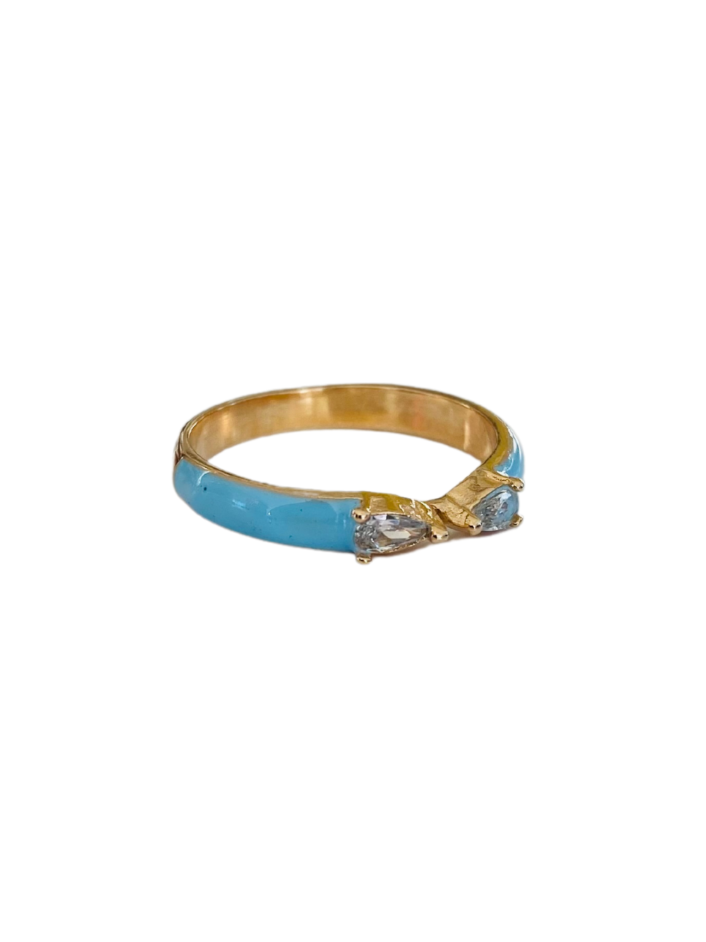 Blue Bow Rhinestone Gold Filled Ring